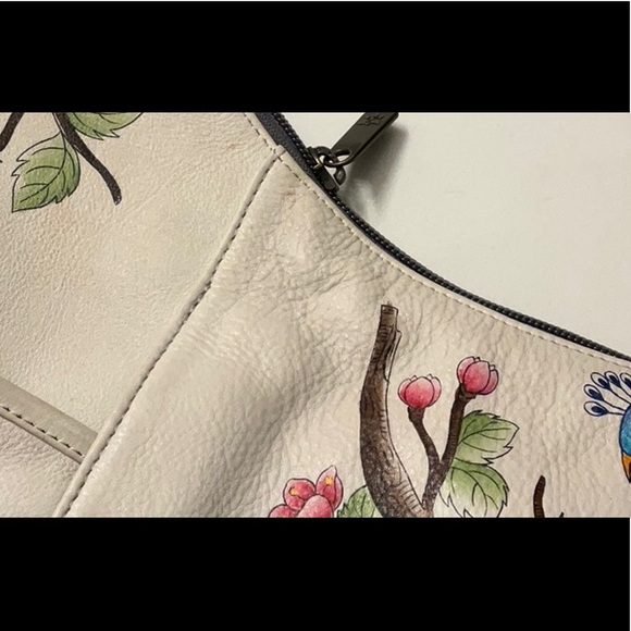 White Large Shoulder Hobo - 8082 Anna by Anuschka Peacock purse bag - Picture 12 of 15